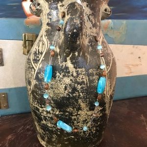🆓 Multiple strand teal and brown necklace
